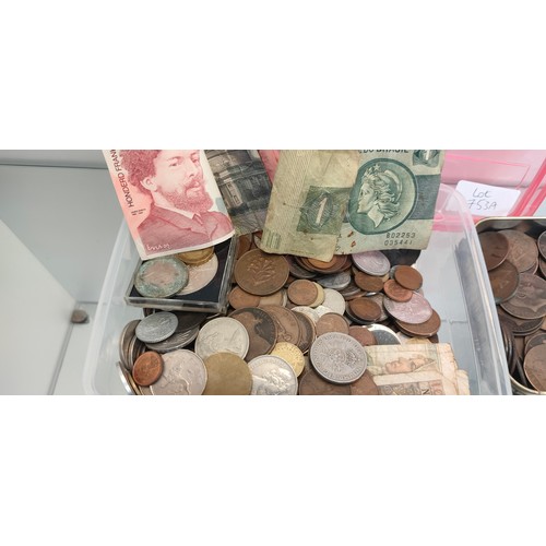 753A - A Collection of mixed world coins and banknotes.