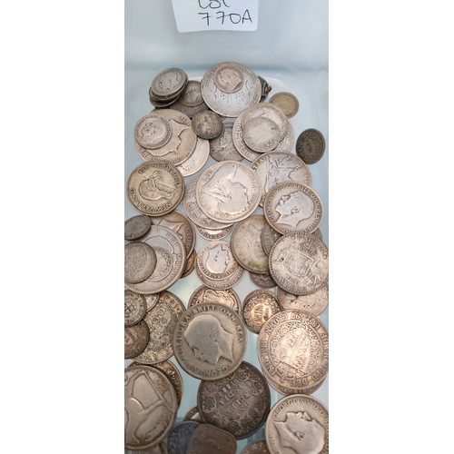 770A - A Collection of silver coins; Various Victorian and King George V Coins [522.20GRAMS]