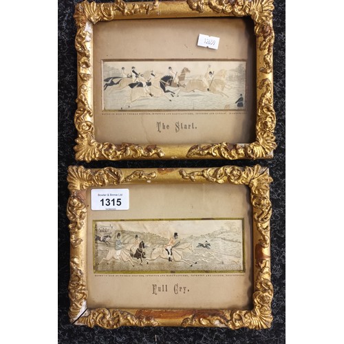 1315 - Thomas Stevens
A pair of framed antique hand woven silks titled 'The Start' and 'The Cry'.
[Frame 16... 