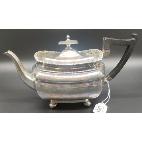 1201 - Sheffield silver tea pot, produced by Walker & Hall. Engraved to the front panel- 'To David Bonthron... 