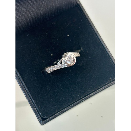 1131 - 9ct white gold and diamond ladies ring. 0.33cts diamonds. [Ring size O] [2.45Grams]