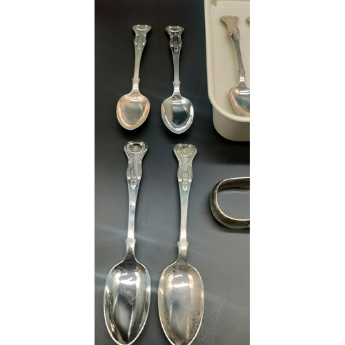 1138 - A Lot of 12 Victorian Edinburgh silver tea spoons with matching sugar tongs- Kings pattern. Produced... 