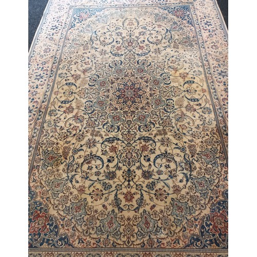 1672 - A Very Fine Part Silk Nain Central Persian Rug with soft pastel colours 320 cm x 203 cm