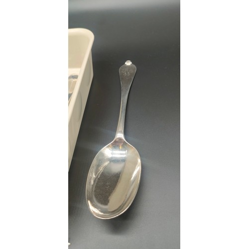 1139 - A Collection of silver spoons; Two 1709 London silver serving spoons [218grams]