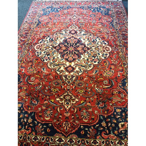 1674 - Handmade Antique Red Persian Rug, measuring: 330 cm x 210 cm