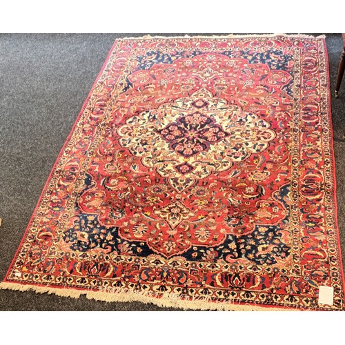 1674 - Handmade Antique Red Persian Rug, measuring: 330 cm x 210 cm