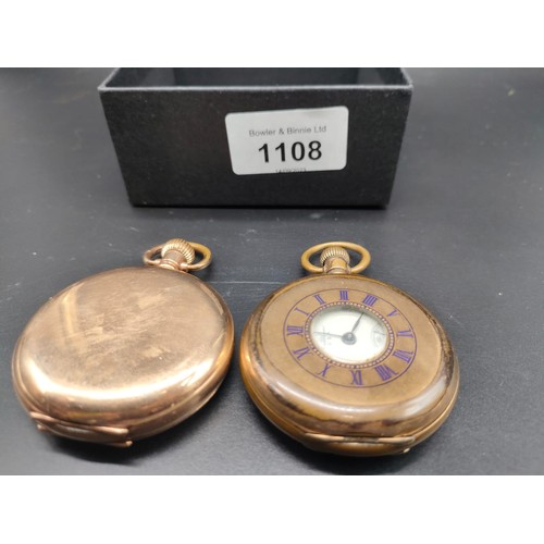 1108 - Two antique pocket watches; Half Hunter Waltham U.S.A Tempus, 7 Jewels & Full Hunter 15 jewels pocke... 