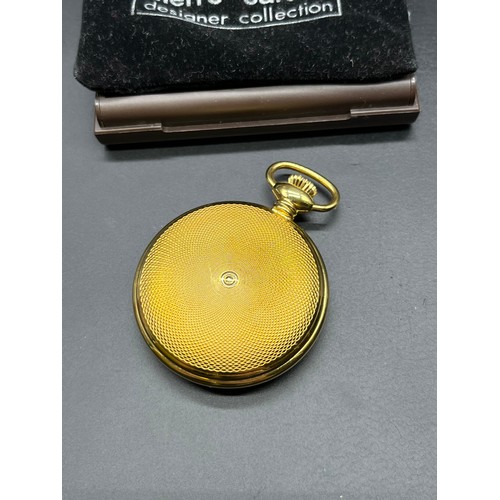 1107 - Vintage Jean Pierre full hunter pocket watch, with original box, pouch and guarantee slip with first... 