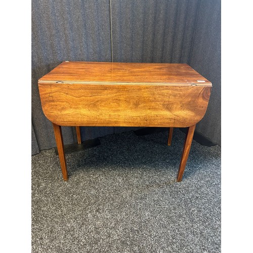 1345 - 19th century pembroke table, the shaped rectangular top with drop ends, above a drawer and opposing ... 