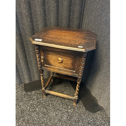 1340 - Antique oak smokers cabinet, the octagonal top above a door opening to storage area and pipe holder,... 