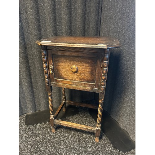 1340 - Antique oak smokers cabinet, the octagonal top above a door opening to storage area and pipe holder,... 