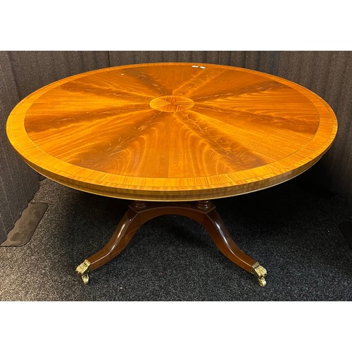 1680 - A Large Antique style Flamed mahogany and Walnut barrel top parlour table. [Height- 77cm, Diameter-1... 