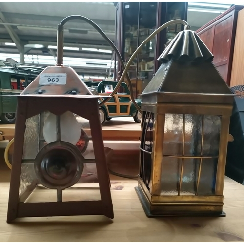 963 - 2 vintage Lanterns with glass panels