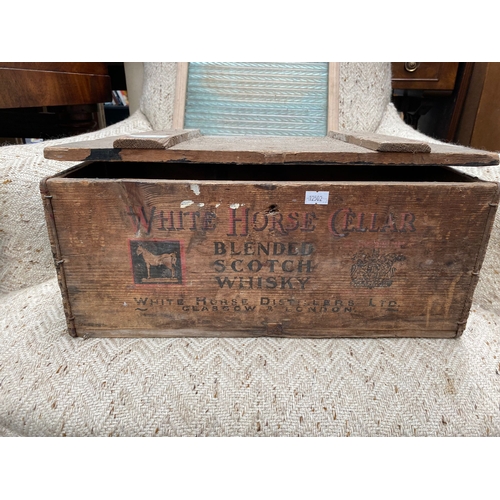 996B - The queen glass vintage wash board along with white horse scotch whisky advertising box