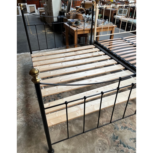 64A - French style double cast iron bed frame with fixtures