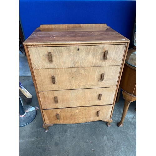 64B - A vintage dressing table  in kidney shape design Along matching chest of drawers