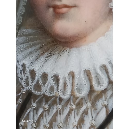 1247 - Antique Portrait painting of Mary Queen of Scots- Signed S.A. [11.5X8.5CM]