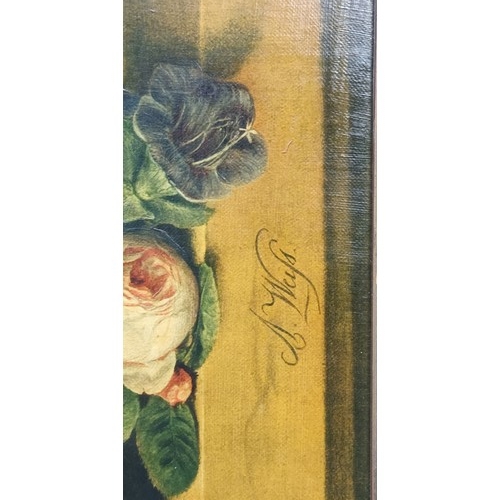 1293 - A.Weiss
19th Century oil on canvas depicting still life of flowers within a ornate frame, signed.
[F... 