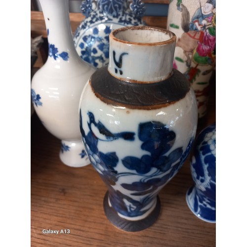 1224 - A Collection of Antique and vintage Chinese porcelain; Blue and white flask vase, Chinese blue and w... 