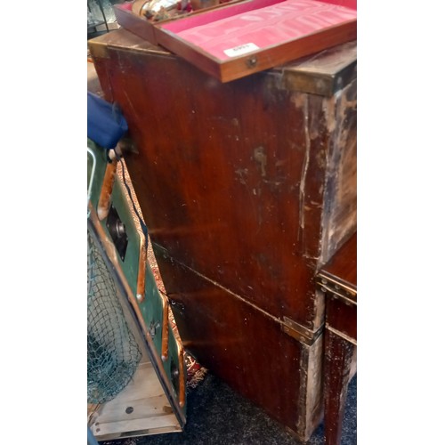 1677 - 19th century campaign chest, in two sections with two short over three long drawers, with brass moun... 