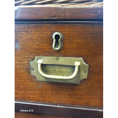 1677 - 19th century campaign chest, in two sections with two short over three long drawers, with brass moun... 