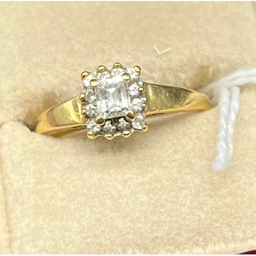 121 - 18ct yellow gold ring set with diamond stones. [Ring size L 1/2] [2.62Grams]