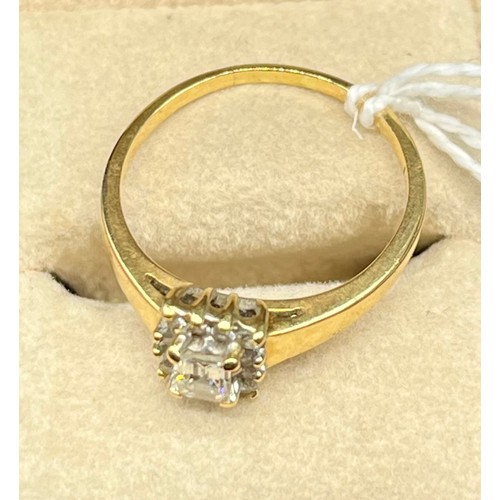 121 - 18ct yellow gold ring set with diamond stones. [Ring size L 1/2] [2.62Grams]