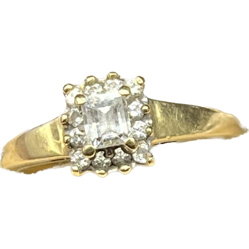 121 - 18ct yellow gold ring set with diamond stones. [Ring size L 1/2] [2.62Grams]