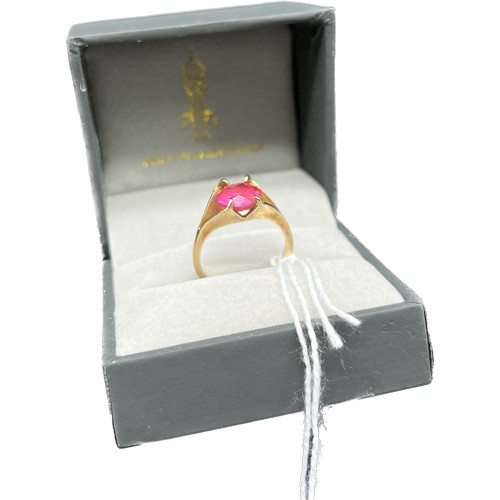 58 - 9ct yellow gold and round cut ruby stone. [Ring size L] [2.48Grams]