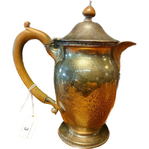 3 - London silver coffee pot. [461grams] [19.5cm high]