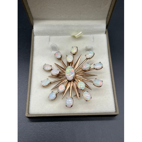 5 - Antique 9ct yellow gold and opal sunburst brooch [Largest opal- 12.60x8.02mm] [15.52grams]