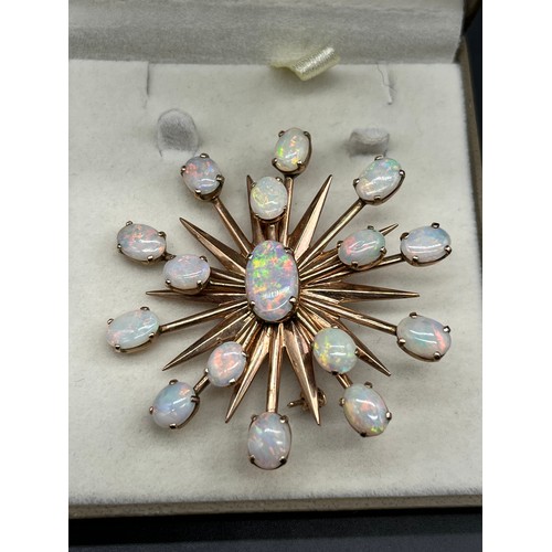 5 - Antique 9ct yellow gold and opal sunburst brooch [Largest opal- 12.60x8.02mm] [15.52grams]