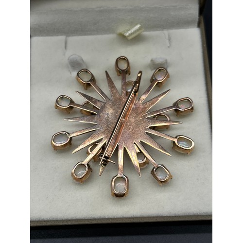 5 - Antique 9ct yellow gold and opal sunburst brooch [Largest opal- 12.60x8.02mm] [15.52grams]