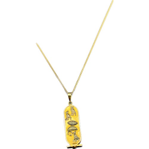 48 - 18ct yellow gold Egyptian Ingot pendant and 9ct yellow gold chain. [18ct- 3.91grams] [9ct-3.55grams]