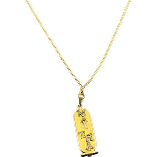 48 - 18ct yellow gold Egyptian Ingot pendant and 9ct yellow gold chain. [18ct- 3.91grams] [9ct-3.55grams]