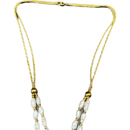 18 - 9ct yellow gold and pearl necklace. [11.20grams]