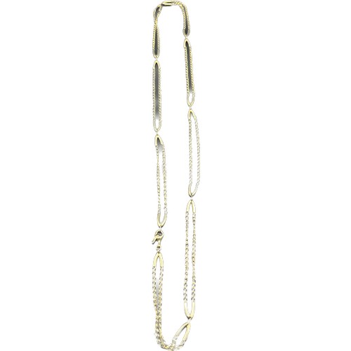 31 - 9ct yellow gold unusual double linked necklace. 78cm length chain] [24.26grams]