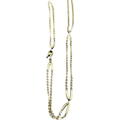 31 - 9ct yellow gold unusual double linked necklace. 78cm length chain] [24.26grams]