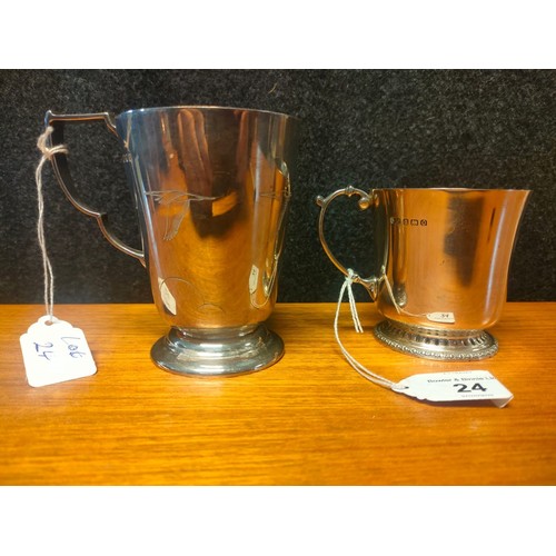 24 - London & Birmingham silver Christening mugs. [332grams]