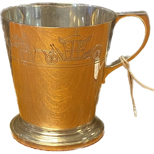 27 - London silver Jubilee drinking mug and a Sheffield silver jubilee marked dish. [230.92grams]