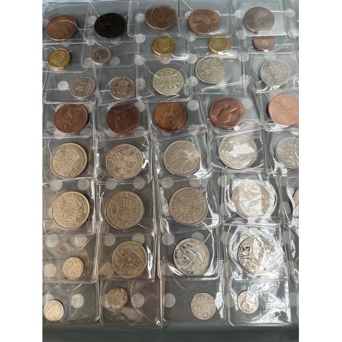 2 - Tray of mixed British Silver and pre decimal coins; 1905 two shilling.
