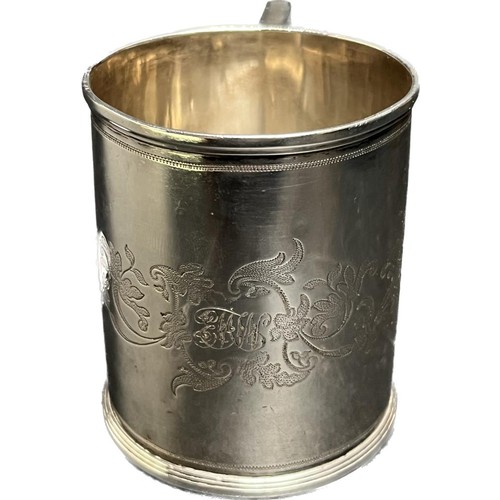 502 - Georgian London silver christening mug. [131grams] [7.5cm high]