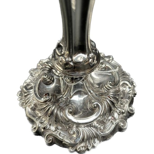 501 - A Pair of Georgian Sheffield silver ornate candlesticks. Produced by James Kirkby, Waterhouse & Co. ... 