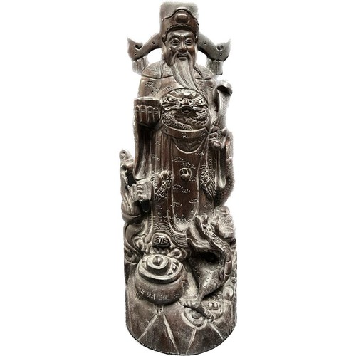 653 - Large Antique Chinese hand carved figure sculpture. [59.5cm high]