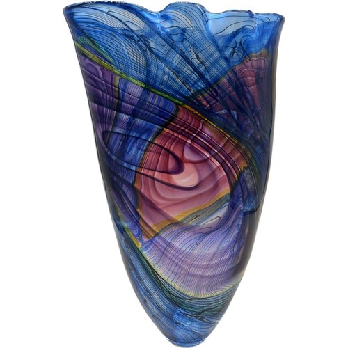 667 - Bob Crooks 
A Large impressive art glass contour vase. Signed to the base. [55cm high] 
[Side Note- ... 