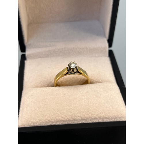 518 - 18ct yellow gold and single diamond stone ring. [4grams] [Ring size M] [0.25ct diamond]