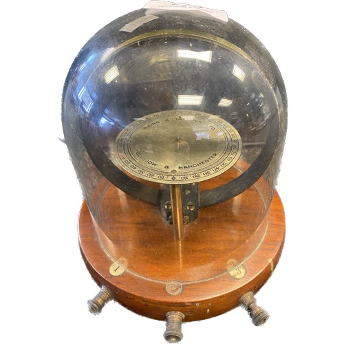 671 - Baird & Tatlock Ltd Tangent Galvanometer. Glasgow & Manchester. Fitted within a glass dome.