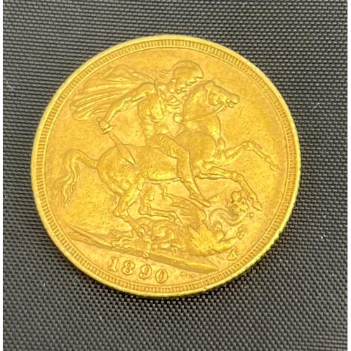 580 - Queen Victoria 1890 full sovereign gold coin.