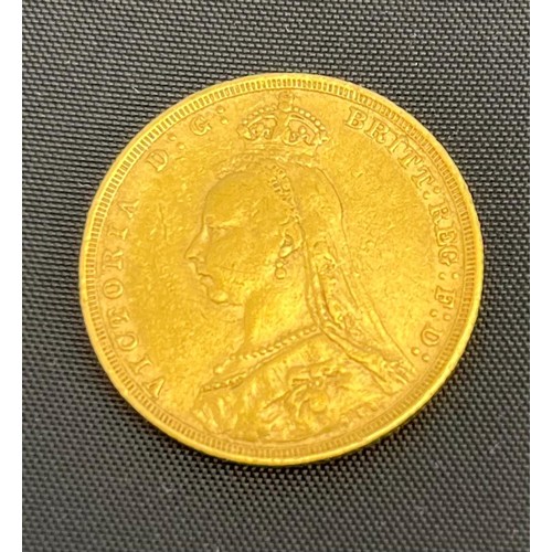 580 - Queen Victoria 1890 full sovereign gold coin.