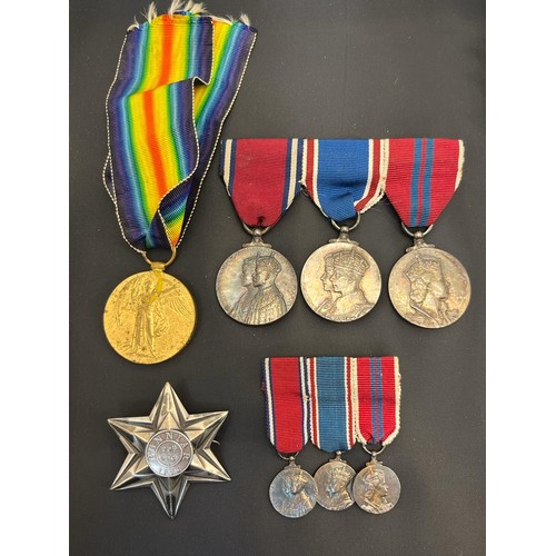 571 - Mounted Set of Three; King George V Coronation medal, King George V Silver Jubilee medal & Kind Geor... 